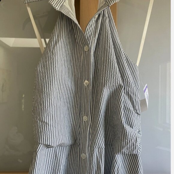 Veronica Beard Women's Blue White Striped Sleeveless Halter Dress Size 8 NWOT - Picture 3 of 5